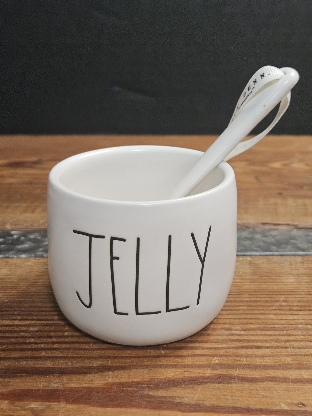 Rae Dunn White Jelly Ceramic Jar with Spoon